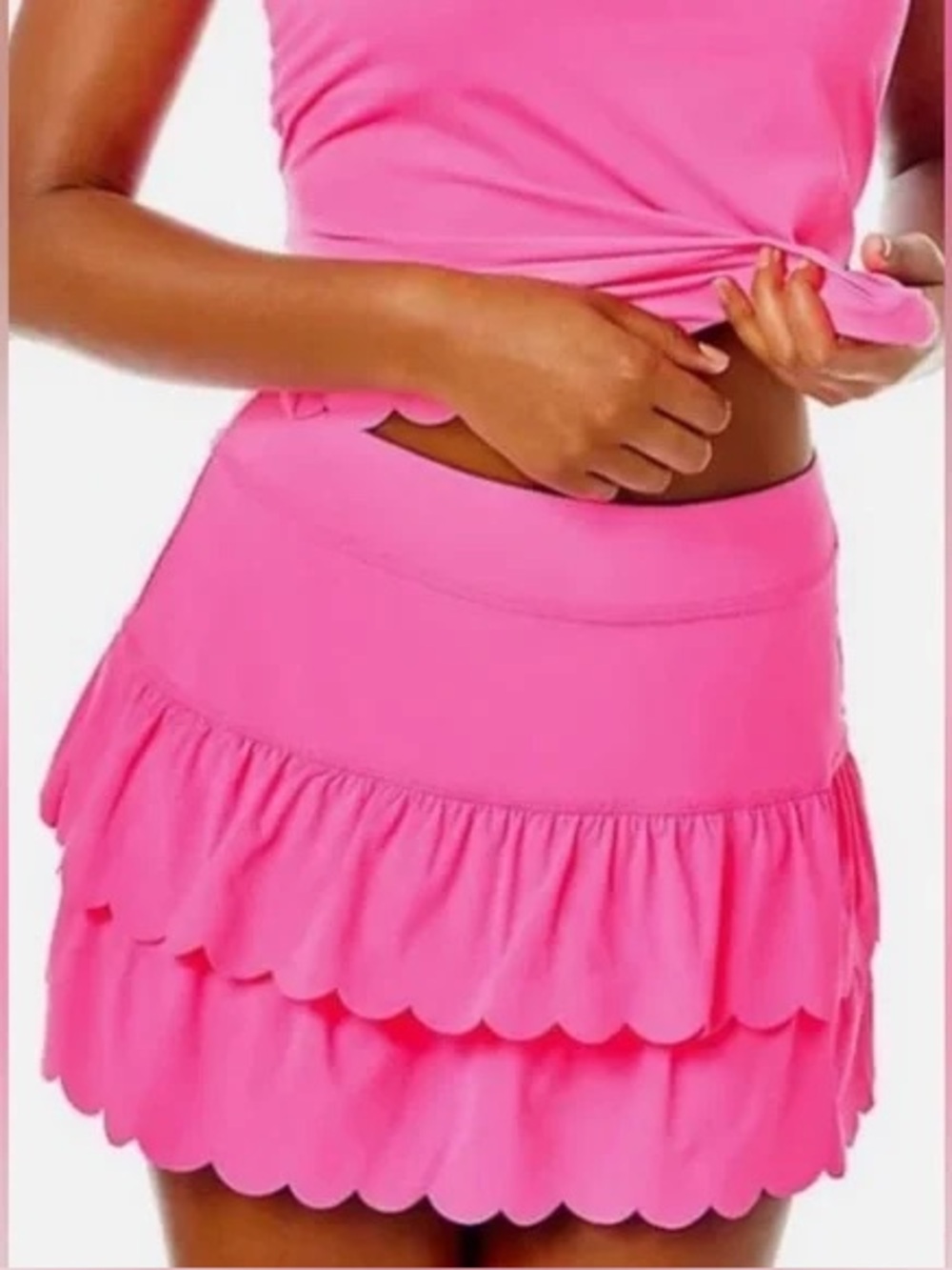 Lilly Pulitzer Hot Pink Ruffled Scallop Hem Skirt